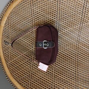 Women’s Shoulder Bag in Deep Burgundy with Buckle Detail